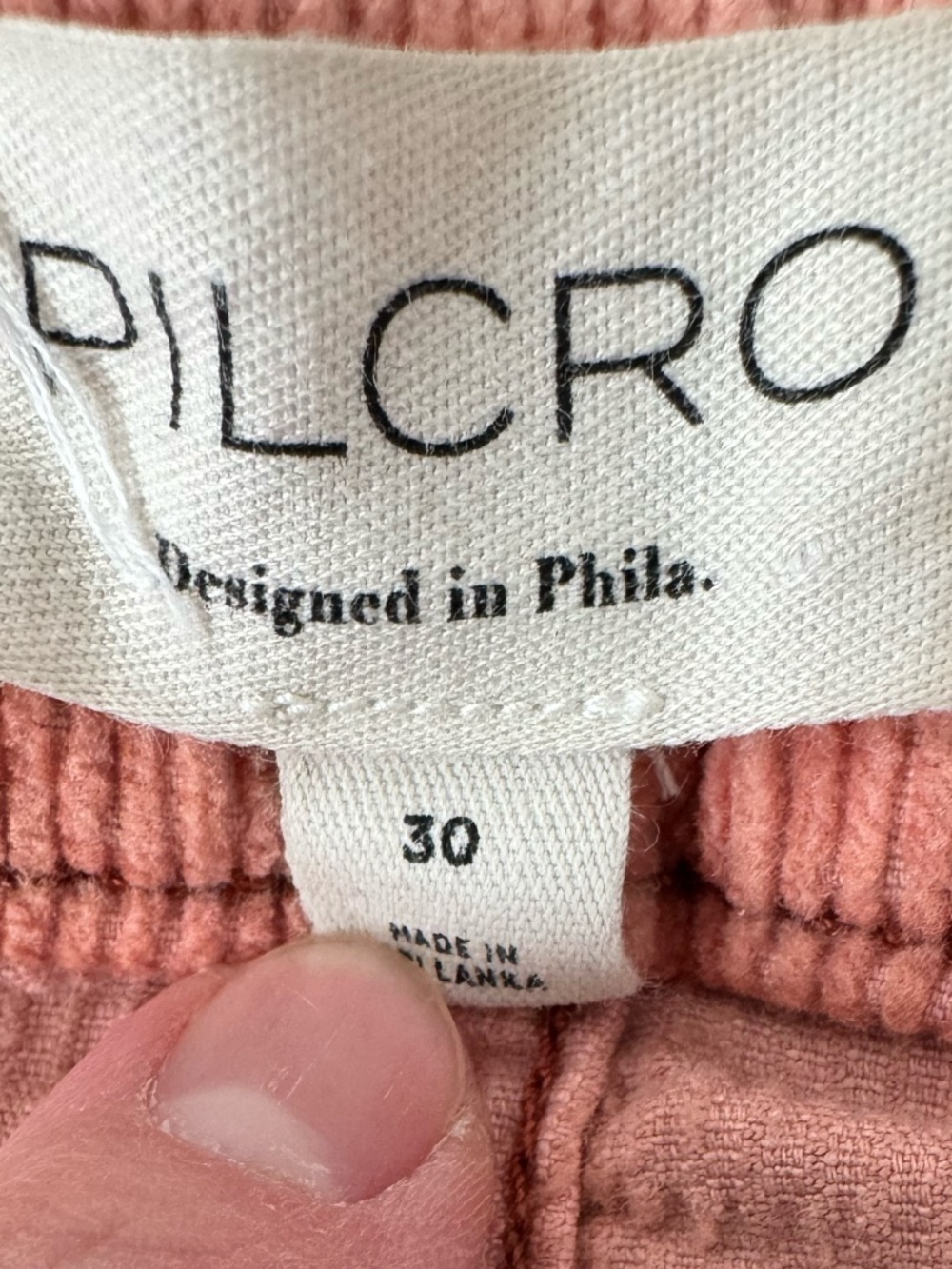 Pilcro The Kenna Mid Rise‎ Heritage Barrel Jeans Corduroy Peach Pants Size 30 - Picture 11 of 13
